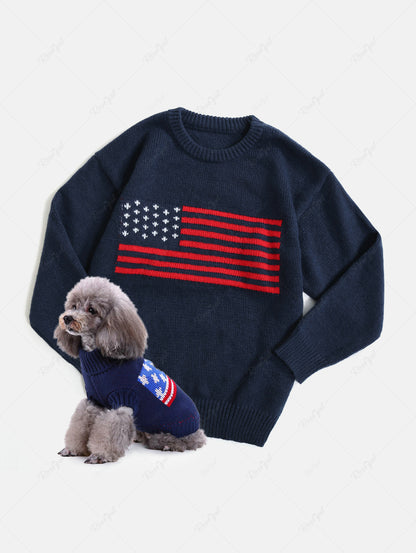 Patriotic American Flag Print Sweater Dog and Owner Matching Outfits