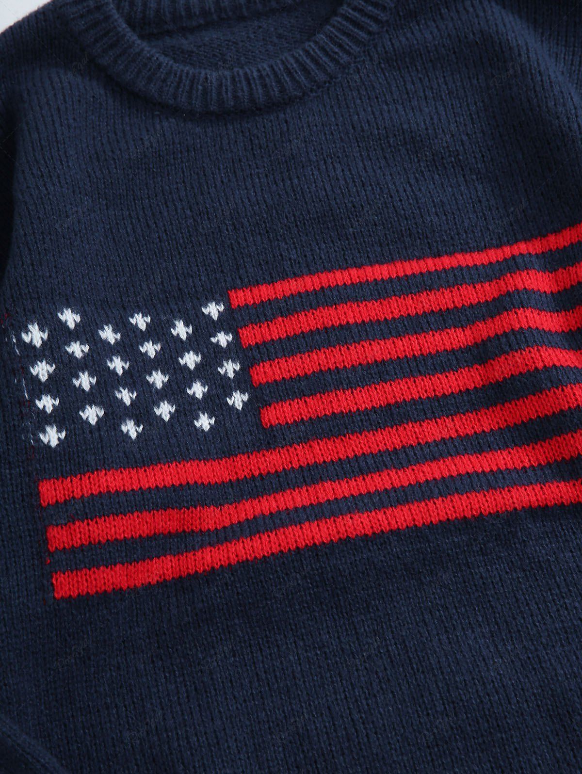 Patriotic American Flag Printed Sweater