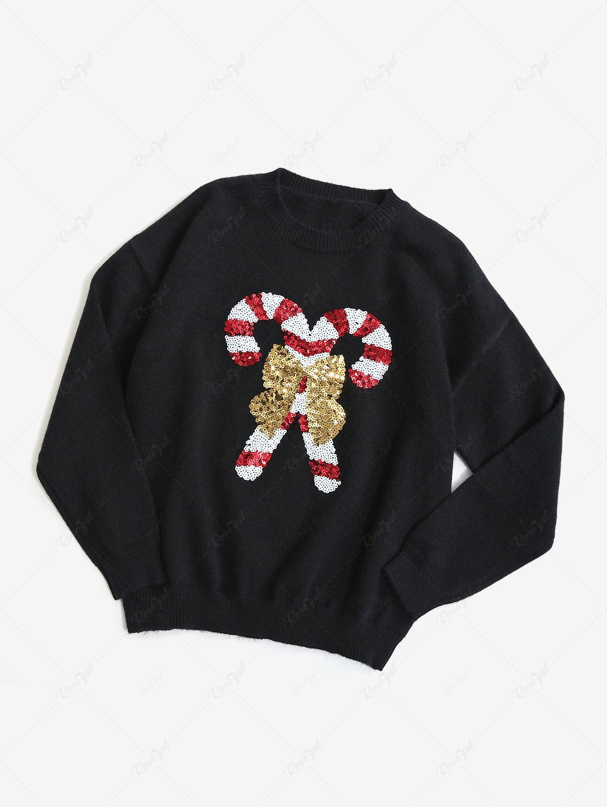 Christmas Candy Bowknot Sparkling Sequin Sweater