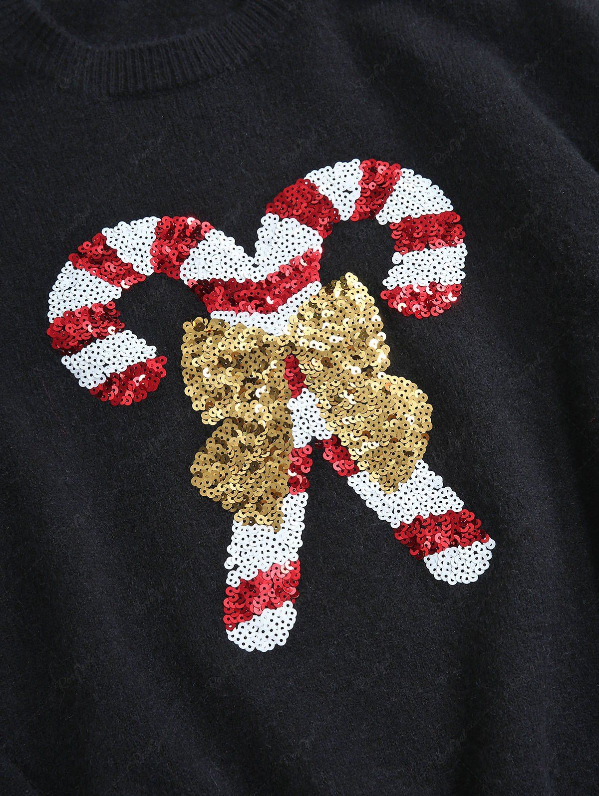 Christmas Candy Bowknot Sparkling Sequin Sweater