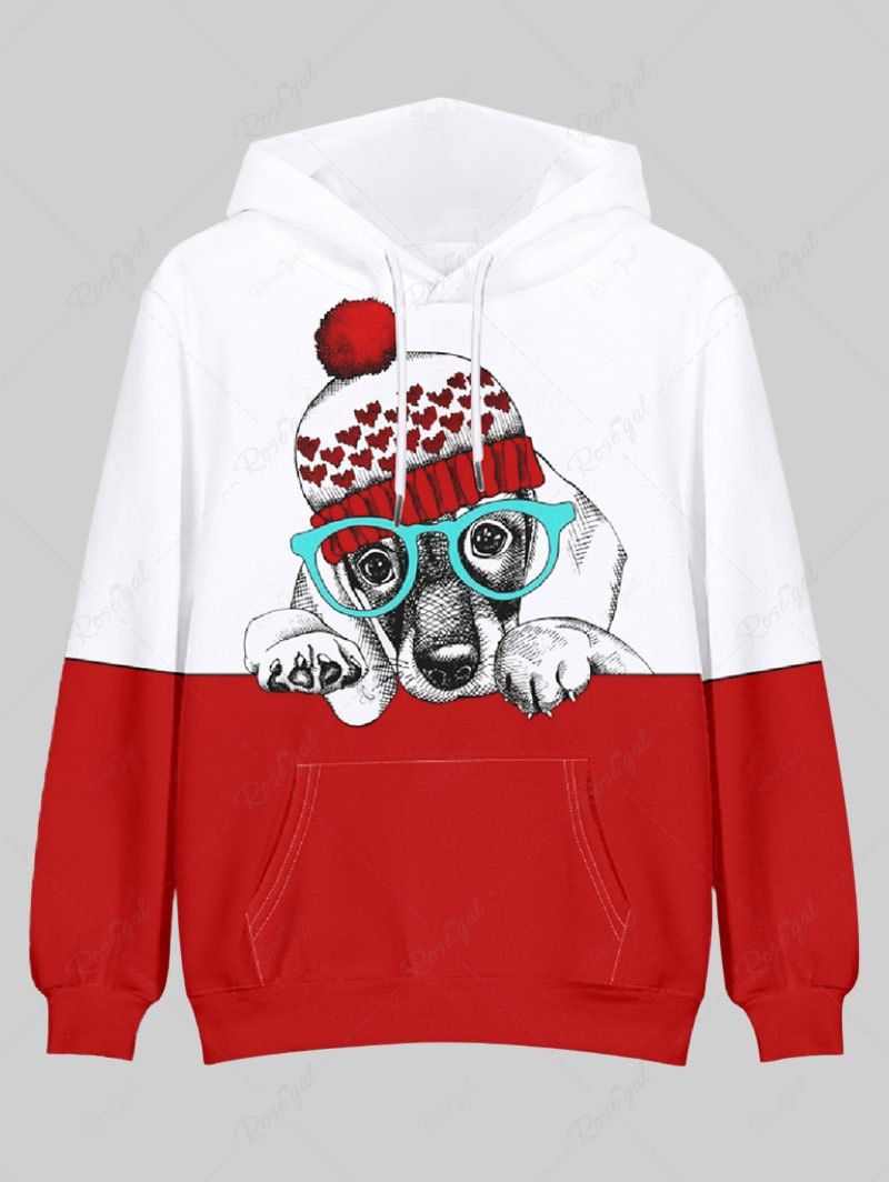 Christmas Animal Heart Hat Print Hoodie Dog And Owner Matching Outfits