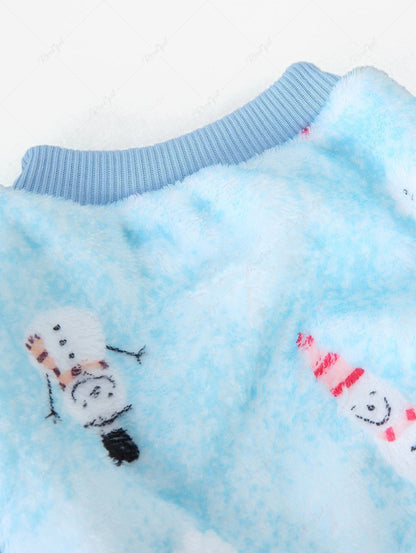 Pet's Christmas Snowman Printed Fleece Lining Pajama