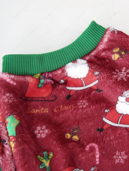 Pet's Christmas Snowflake Bell Candy Elk Santa Claus Printed Fleece Lining Pajama