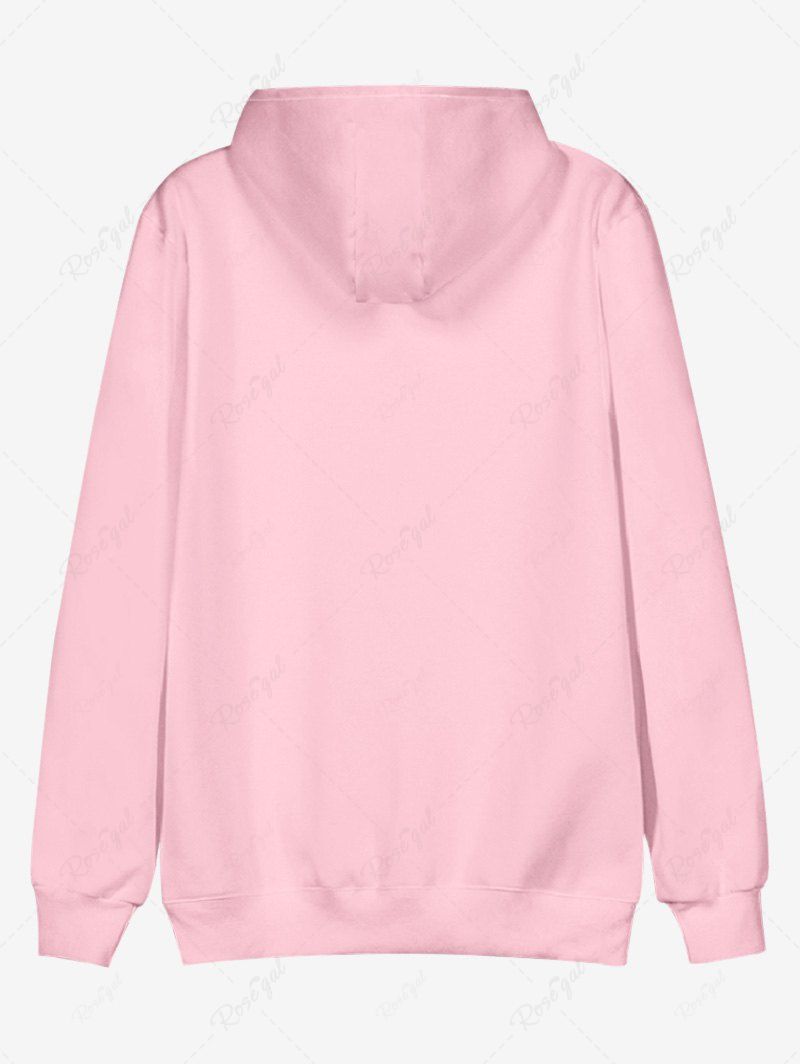 Plus Size Christmas Elk Bowknot Printed Pocket Drawstring Pullover Long Sleeves Hoodie