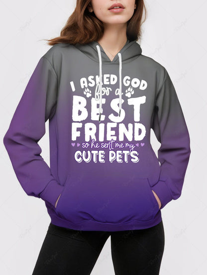 Letter Paw Ombre Print Hoodie Dog And Owner Matching Outfits