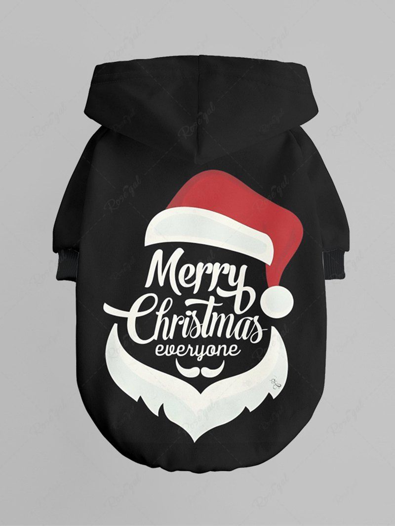 Pet's Christmas Hat Letters Santa Claus Printed Button Hoodie