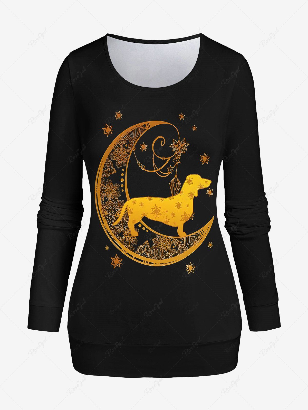 Moon Star Floral Dog Print T-shirt Hoodie Dog And Owner Matching Outfits