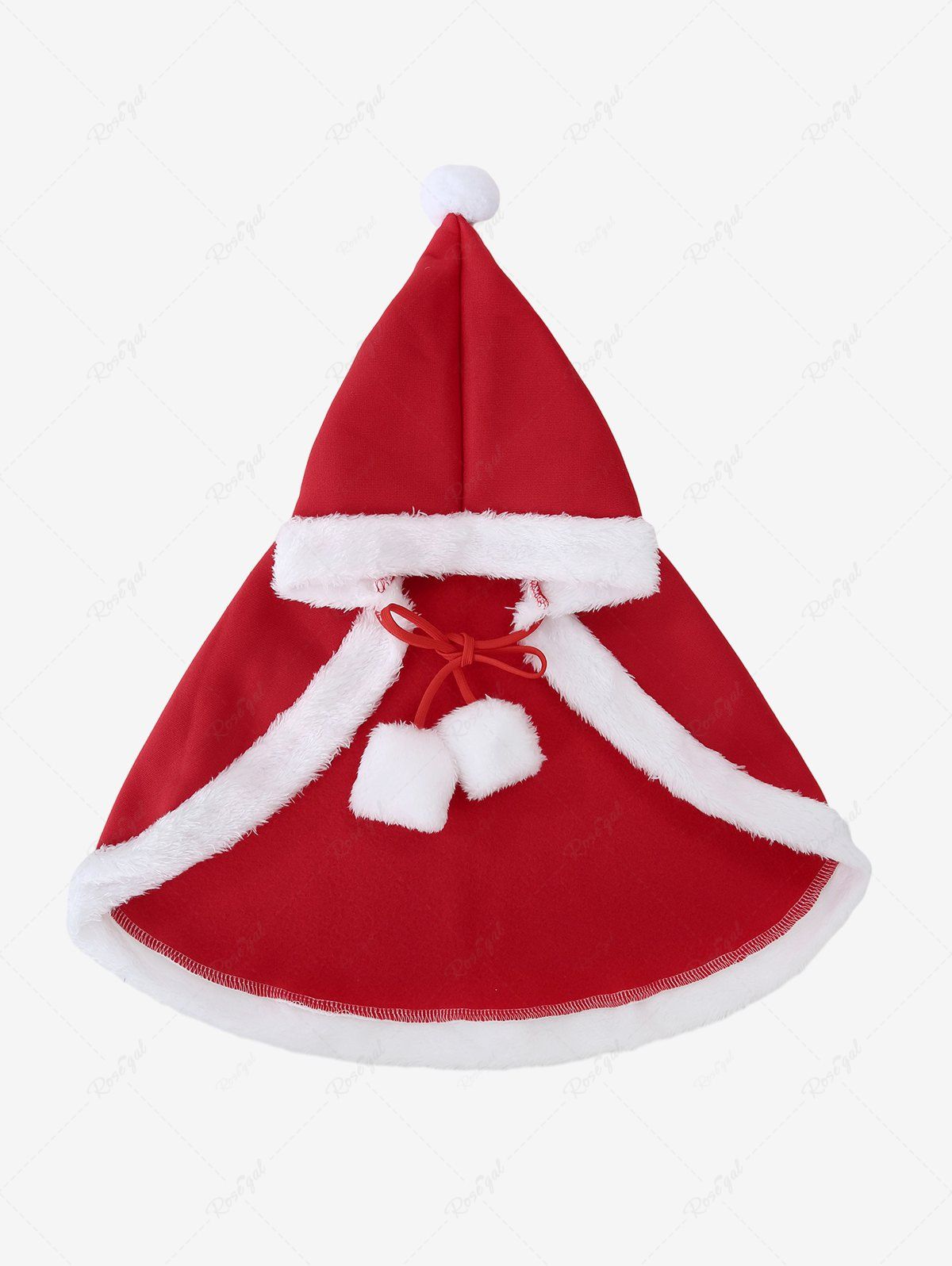 Pet's Christmas Costume Fleece Trim Tie Hooded Cape Cloak