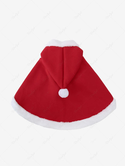 Pet's Christmas Costume Fleece Trim Tie Hooded Cape Cloak