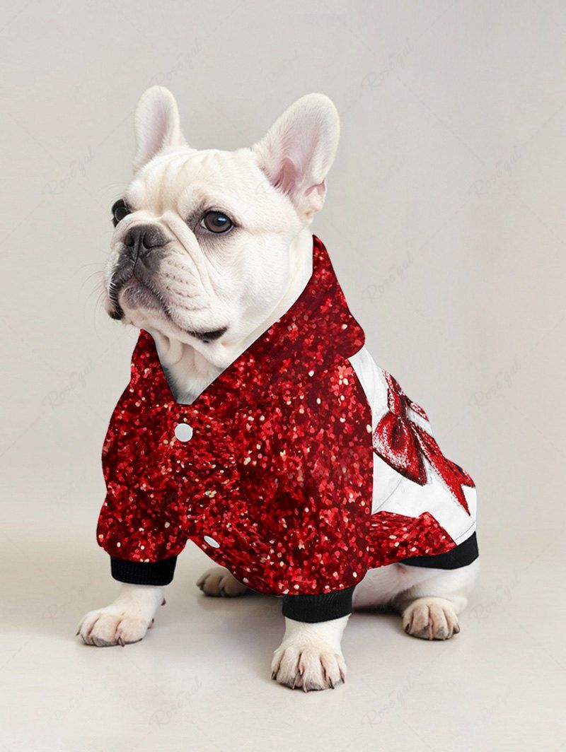 Pet's Christmas Bowknot Sparkling Sequin 3D Printed Hoodie