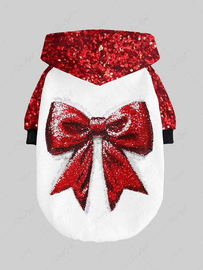 Pet's Christmas Bowknot Sparkling Sequin 3D Printed Hoodie