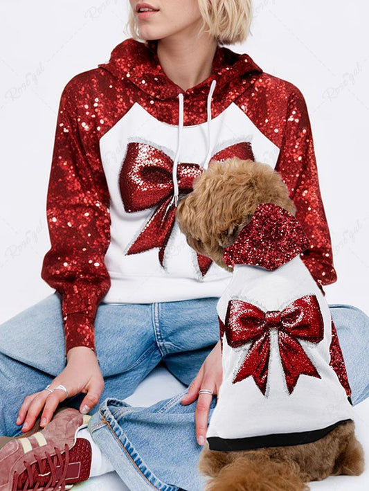 Christmas Bowknot Sparkling Sequin 3D Printed Dog and Owner Matching Outfits