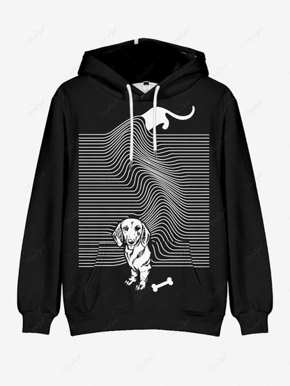 Striped Carpet Bone Print Hoodie Dog And Owner Matching Outfits