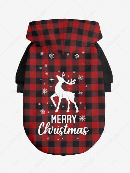 Christmas Elk Snowflake Plaid Printed Hoodie and Pants Dog and Owner Matching Outfits