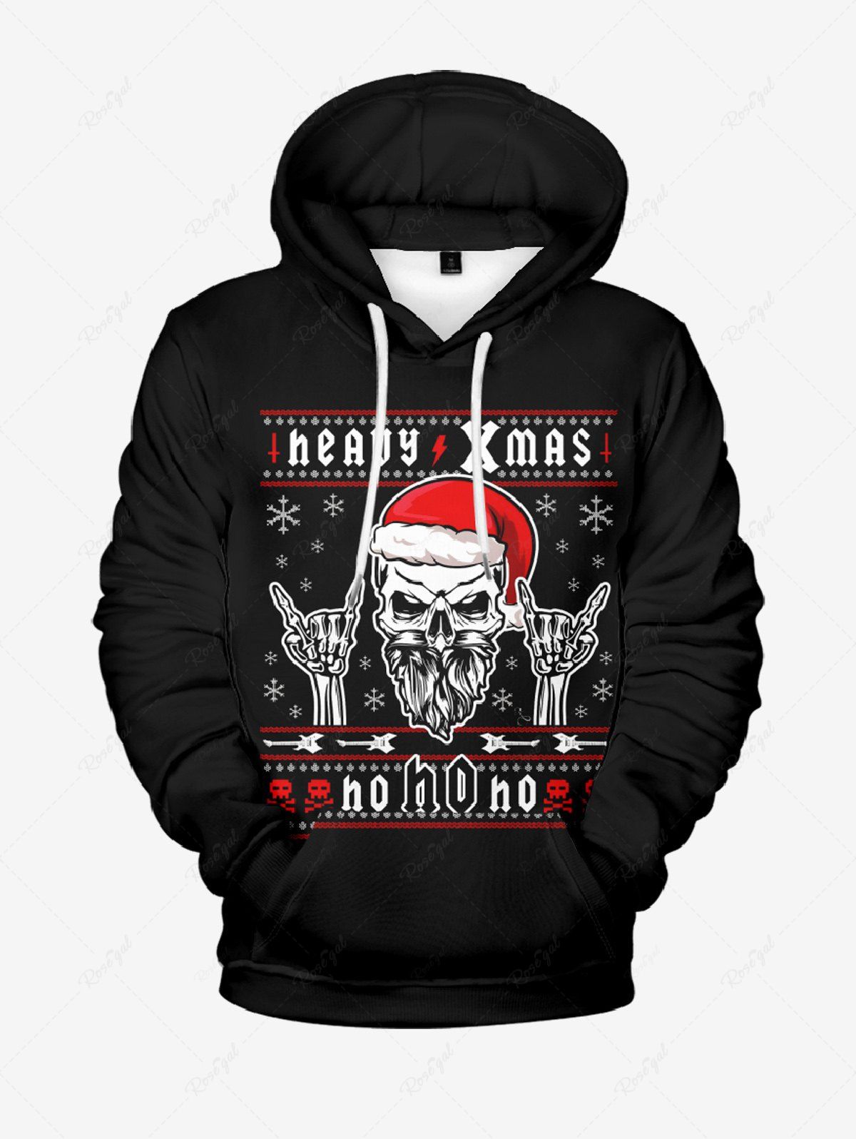 Christmas Hat Snowflake Skull Santa Claus Letters Print Hoodie Dog And Owner Matching Outfits