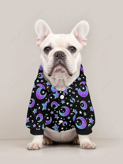 Ombre Moon Stars Print Hoodie Pants Dog And Owner Matching Outfits