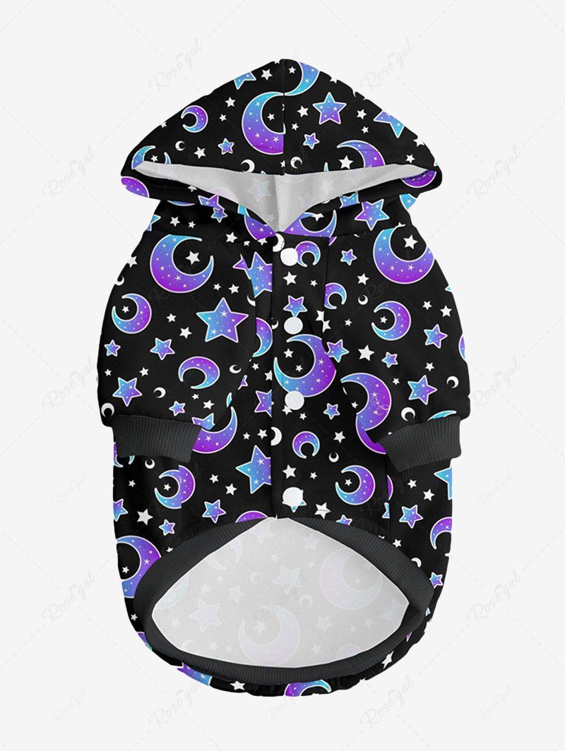 Ombre Moon Stars Print Hoodie Pants Dog And Owner Matching Outfits