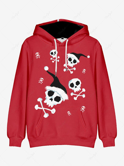 Christmas Hat Skull Bone Print Hoodie Dog And Owner Matching Outfits