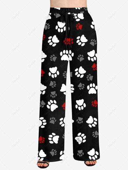 Colorful Heart Foot Print Bibs Bandana and Pants Dog and Owner Matching Outfits