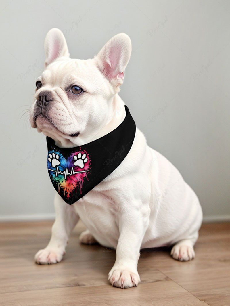 Pet's Colorful Heart Foot Printed Bibs Bandana