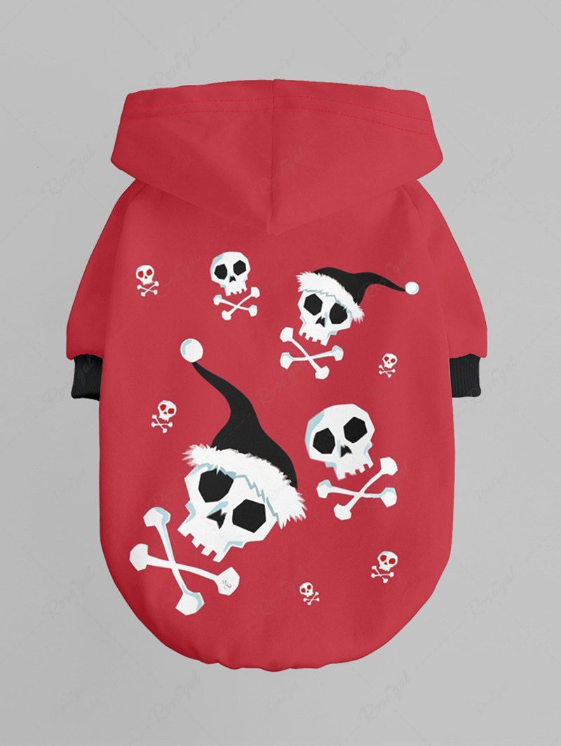 Christmas Hat Skull Bone Print Hoodie Dog And Owner Matching Outfits