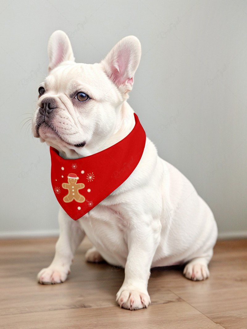 Pet's Christmas Gingerbread Snowflake Printed Bibs Bandana