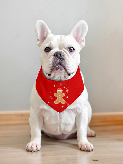 Pet's Christmas Gingerbread Snowflake Printed Bibs Bandana