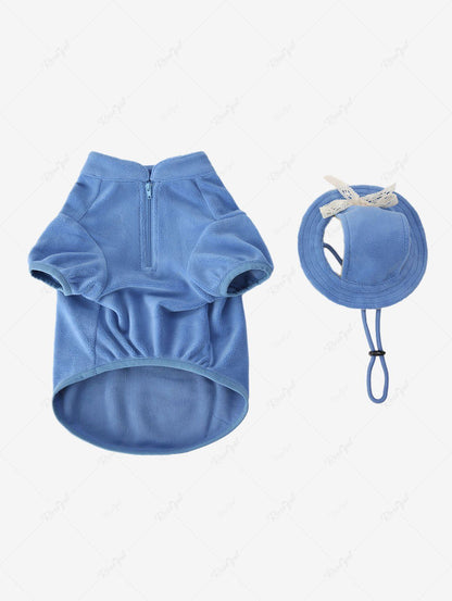 Pet's Fleece Lining Pocket Zipper Sweatshirt with Bowknot Cut Out Toggle Drawstring Hat