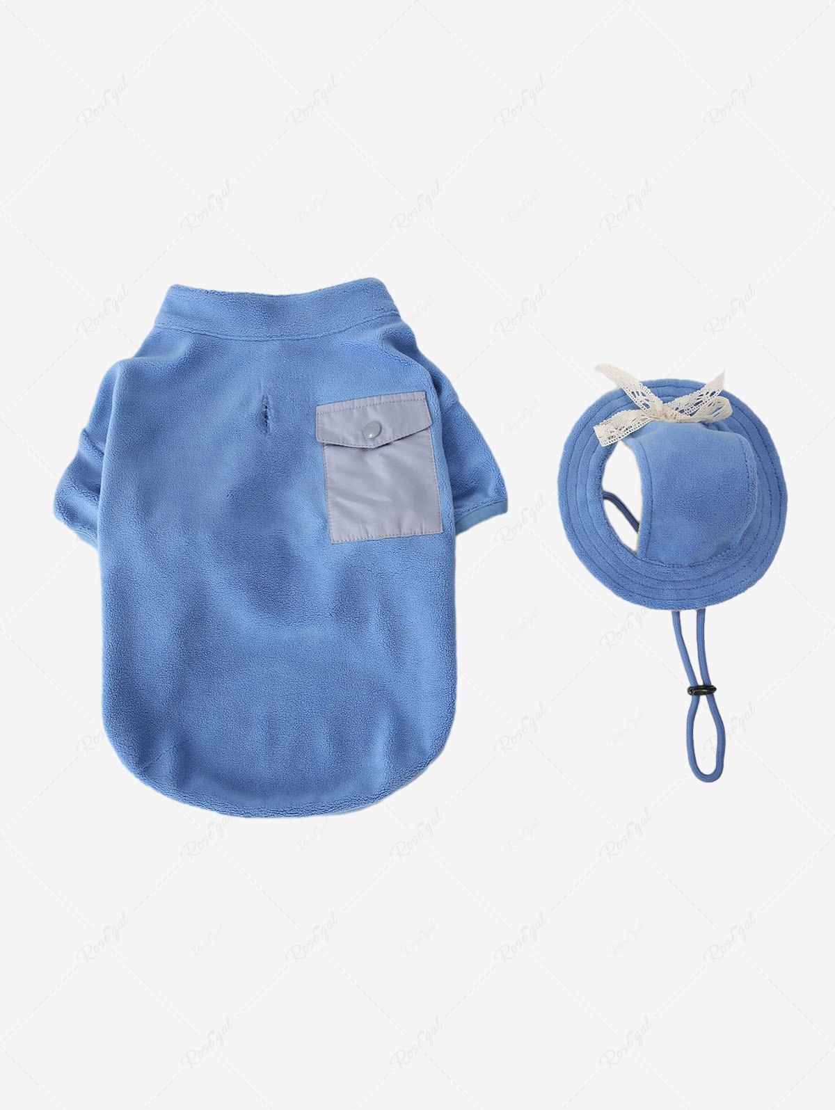 Pet's Fleece Lining Pocket Zipper Sweatshirt with Bowknot Cut Out Toggle Drawstring Hat