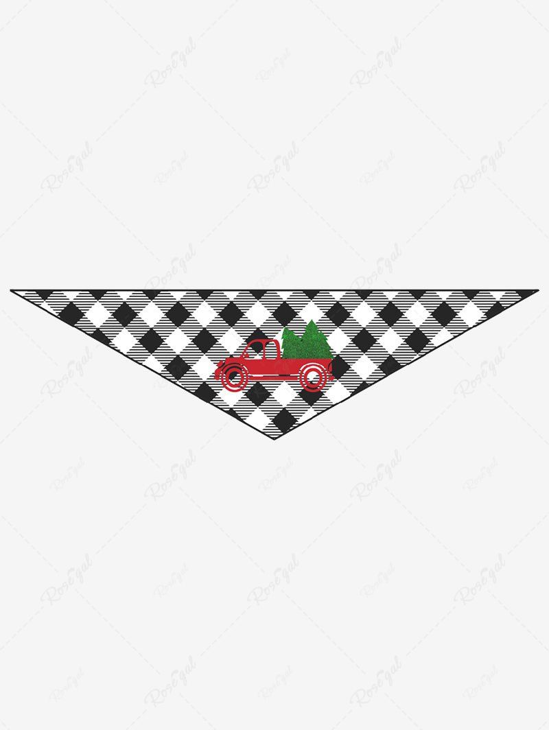 Pet's Christmas Tree Car Plaid Printed Bandana Bibs