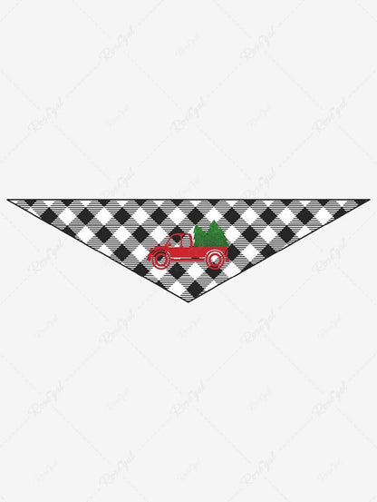 Pet's Christmas Tree Car Plaid Printed Bandana Bibs