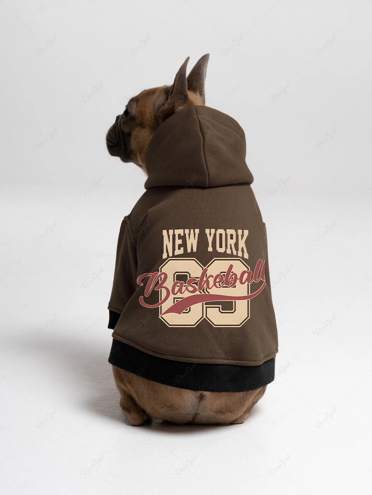 Pet's Letters Printed Contrast Piping Button Hoodie