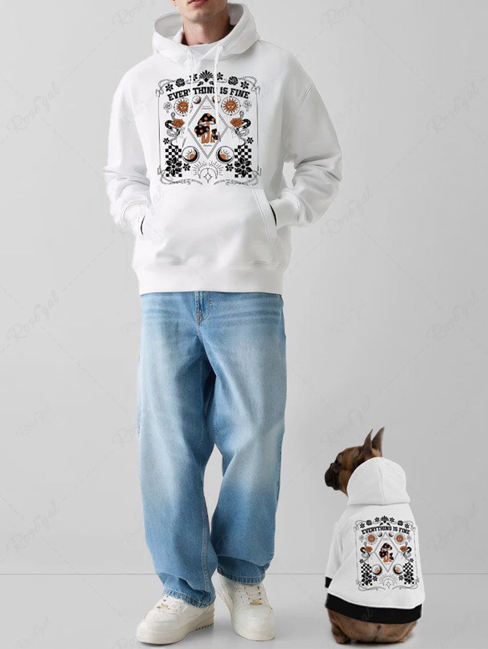 Fashion Style Floral Plaid Snake Sun Moon Flower Mushroom Print Hoodie Dog And Owner Matching Outfits