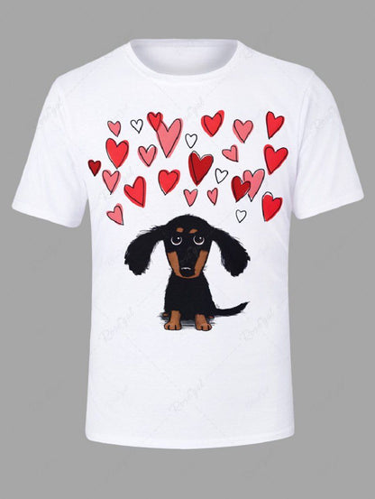 Plus Size Heart Dog Printed T-shirt For Men