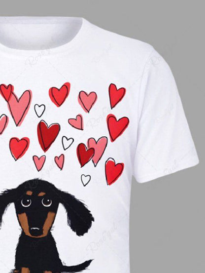 Plus Size Heart Dog Printed T-shirt For Men