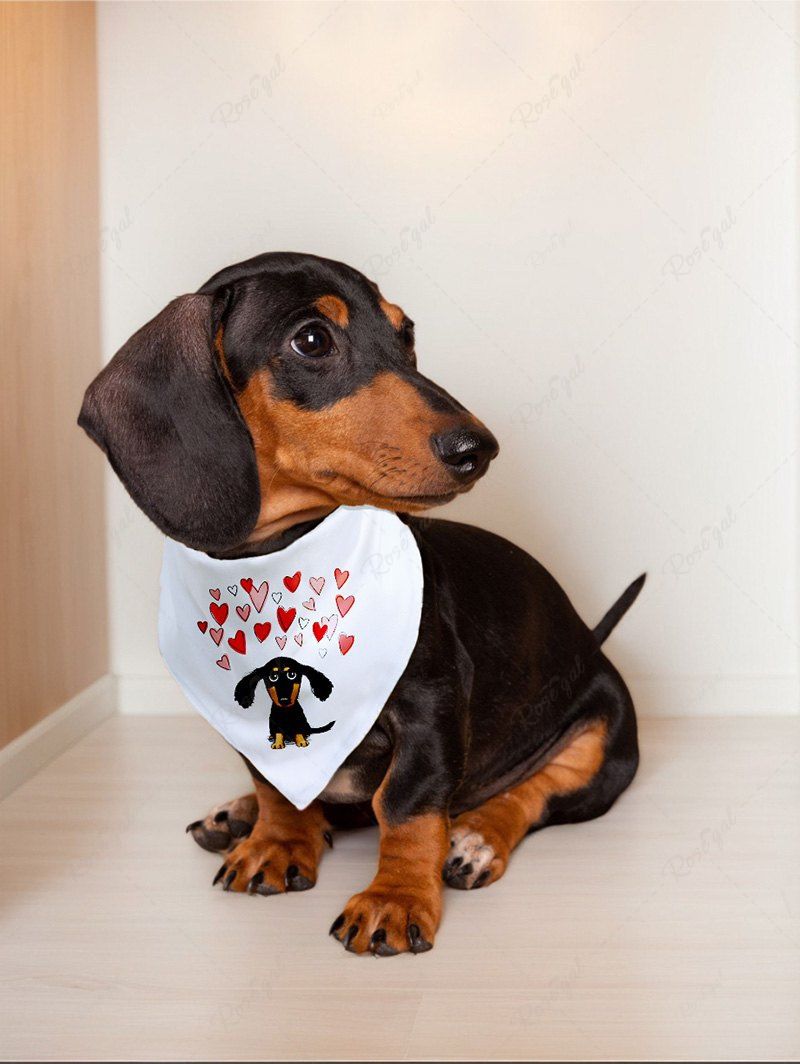 Dog Hear Print Bibs Bandana and T-shirt Dog and Owner Matching Outfit