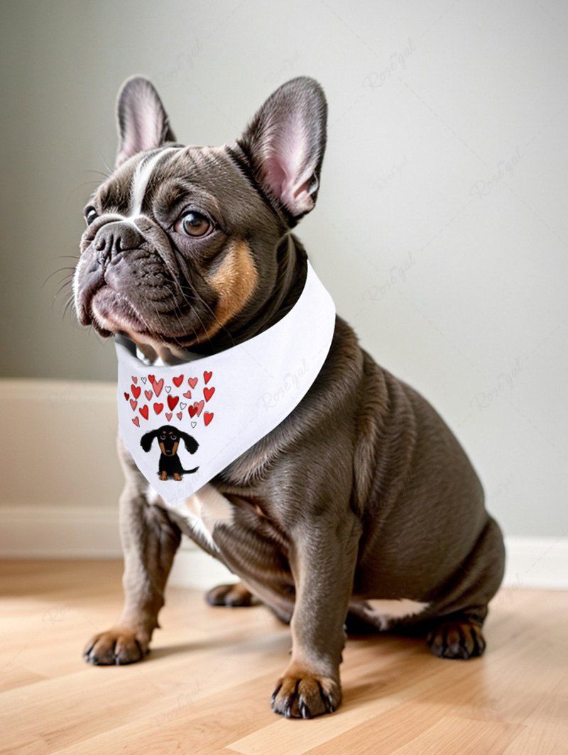 Dog Hear Print Bibs Bandana and T-shirt Dog and Owner Matching Outfit