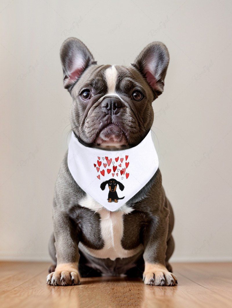 Dog Hear Print Bibs Bandana and T-shirt Dog and Owner Matching Outfit