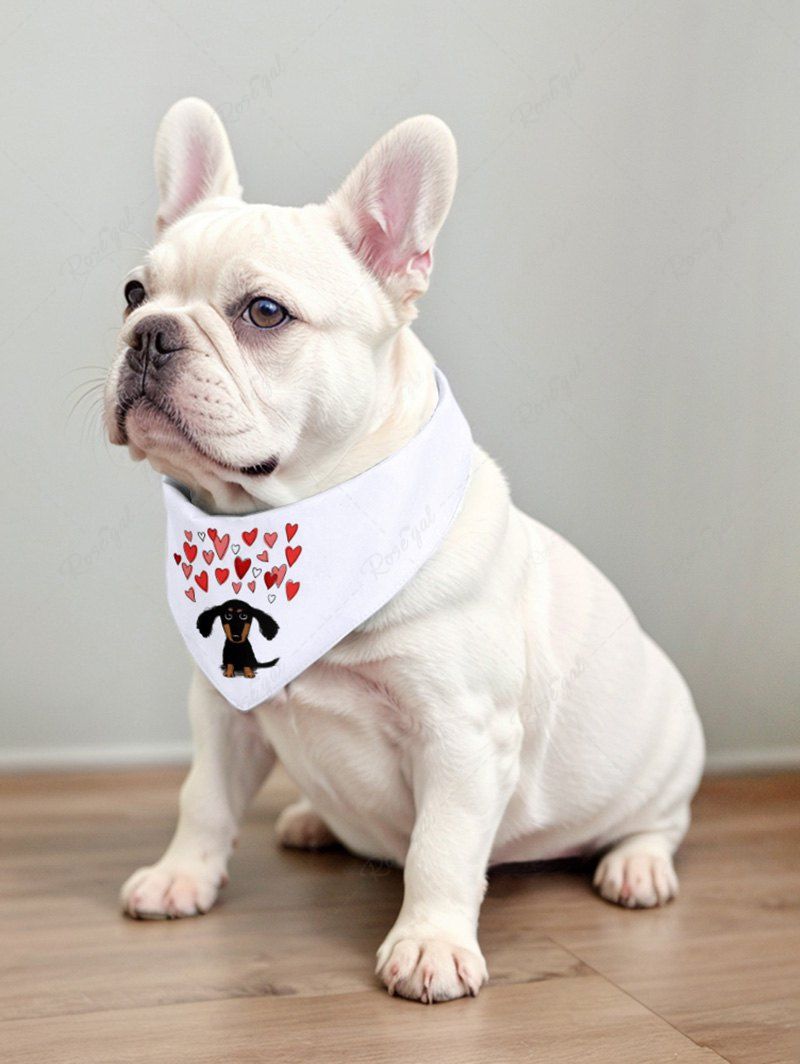 Dog Hear Print Bibs Bandana and T-shirt Dog and Owner Matching Outfit