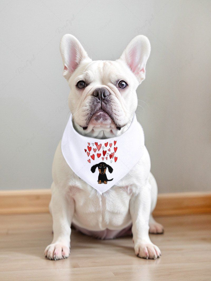 Dog Hear Print Bibs Bandana and T-shirt Dog and Owner Matching Outfit