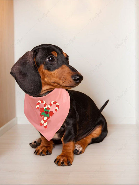 Pet's Christmas Candy Bowknot Printed Bibs Bandana