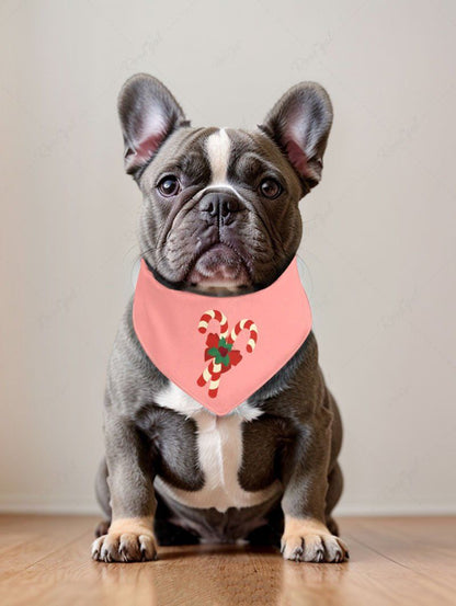 Christmas Candy Bowknot Print Bibs Bandana and Pants Dog and Owner Matching Outfits