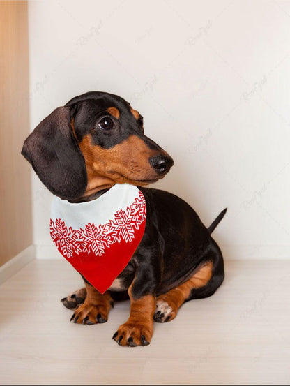 Pet's Christmas Snowflake Colorblock Printed Bibs Bandana