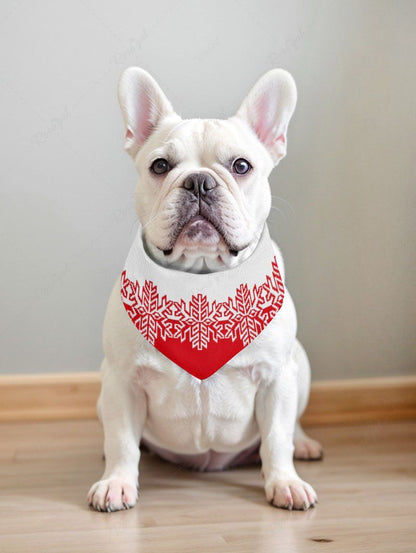 Pet's Christmas Snowflake Colorblock Printed Bibs Bandana