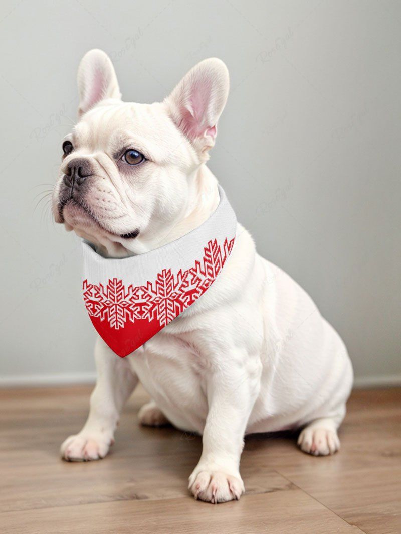 Pet's Christmas Snowflake Colorblock Printed Bibs Bandana