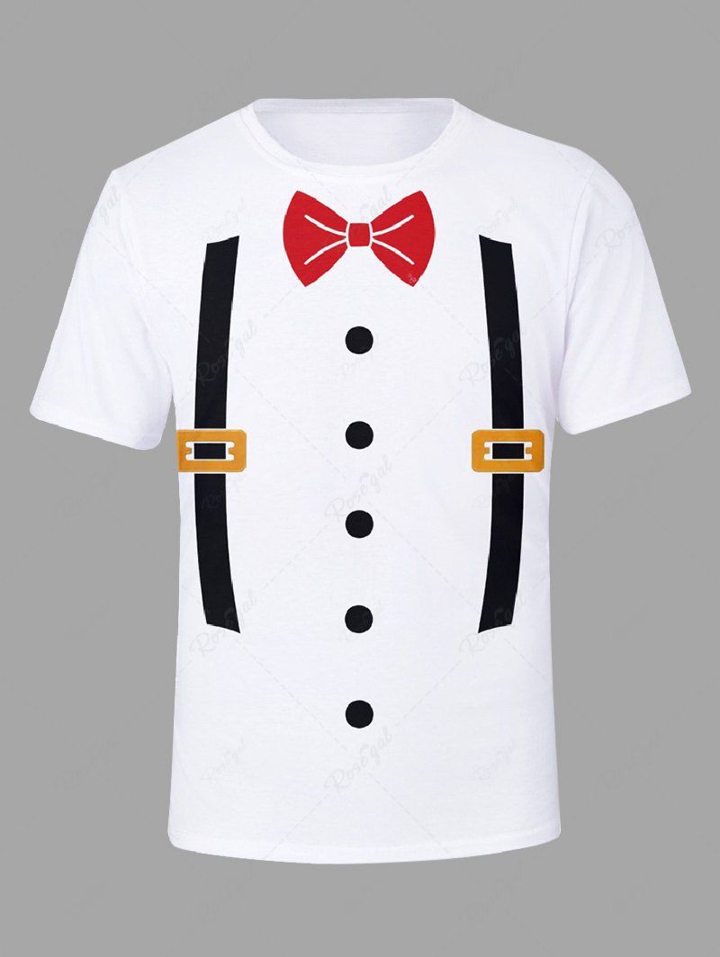 Suspender Button Bowknot Print T-shirt Hoodie Dog And Owner Matching Outfits