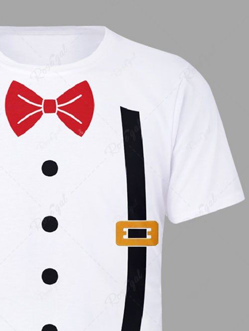 Suspender Button Bowknot Printed T-shirt For Men