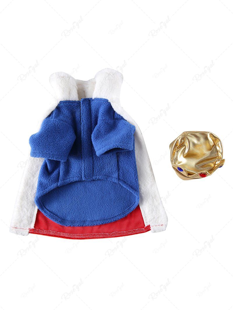 Pet's Costume Fleece Lining Fur Trim Velvet Turn-down Collar Button Cape Cloak with Crown