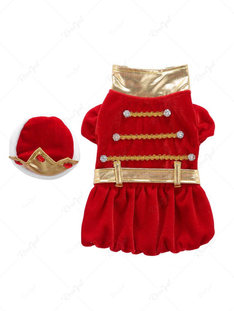 Pet's Prince Costume Velvet Coat With Crown Hat