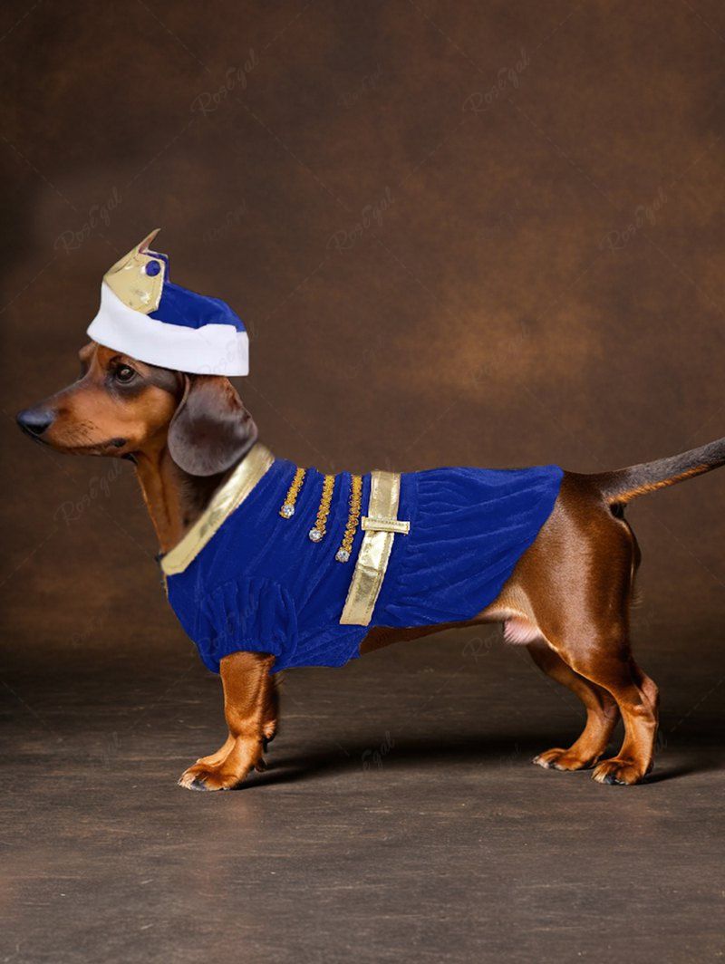 Pet's Prince Costume Velvet Coat With Crown Hat